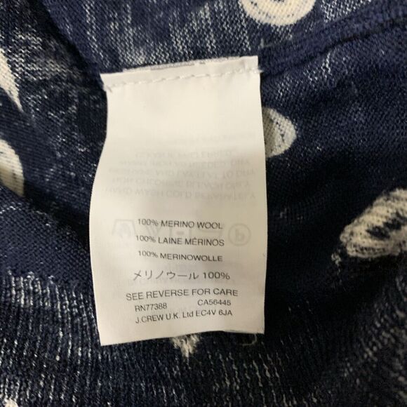 J. Crew Merino Wool Tippi Sweater Size XXS Navy Blue Paisley - Picture 5 of 7